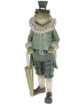 Декоративна фігурка жабка джентельмен з тростиною зелений Нідерланди Clayre & Eef 011-110 фото