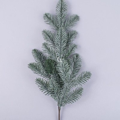 Декоративна новорічна срібна гілка ялинки зі срібними блискітками 016-112 фото