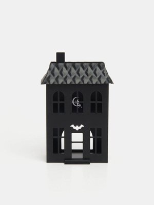 Декор Хелловін металевий будинок свічник чорний середній 008-090 фото