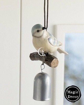 Керамічний підвісний декор пташка з дзвіночком вінтажний стиль 006-023 фото