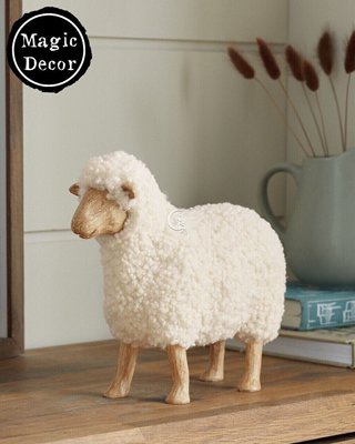 Декоративна великодній статуетка пухнаста овечка фігурка кучерява баранчика Англія 011-099 фото