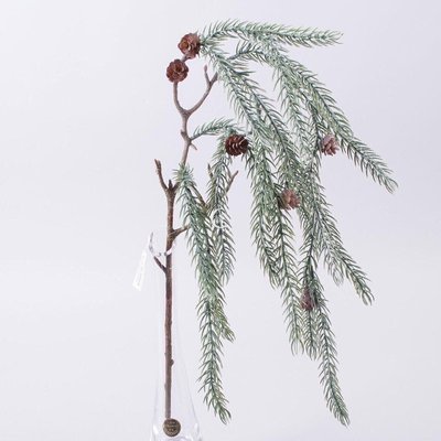 Ноаорічна різдвяна зимова гілочка ялини звисаюча ампельна з шишками декоративна хвоя 016-116 фото