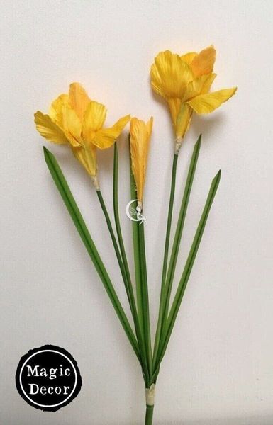 Ірис штучний жовтий гілка весняні квіти 018-014 фото