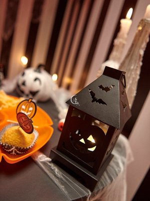 Декор на Хелловін металевий підвісний свічник ліхтарик гарбуз Джек 008-095 фото