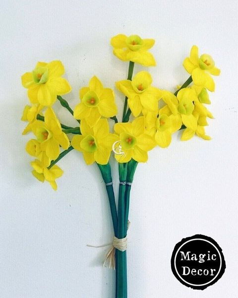 Штучний букет нарцисів жовтий латекс весняні квіти 018-015 фото