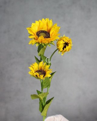 Декоративна рослина штучна квітка соняшник жовтий 018-090 фото
