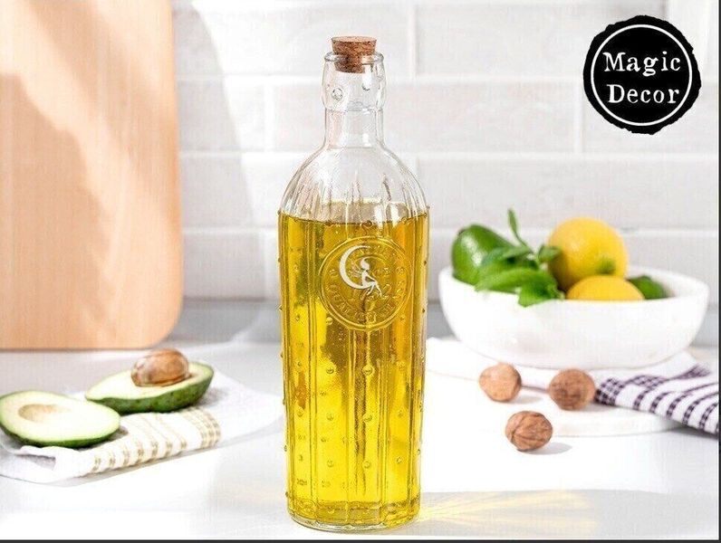 Скляна пляшка для соняшникової оливкової олії з корковою пробкою Прованс 011-139 фото