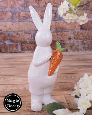 Великодній статуетка зайчик з морквою фігурка на Великдень кролик 011-070 фото