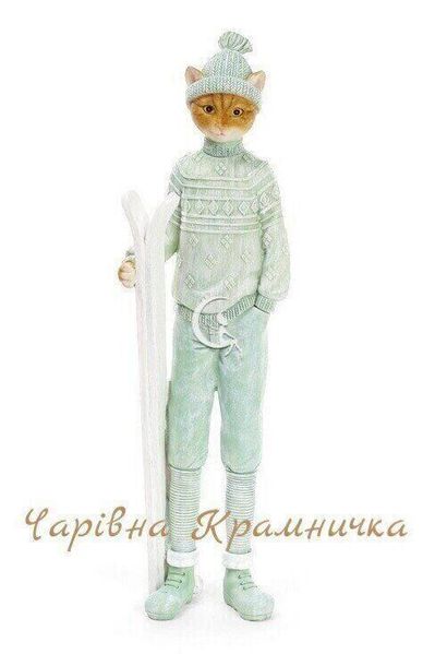 Новорічна зимова статуетка Котик хлопчик кіт 016-010 фото