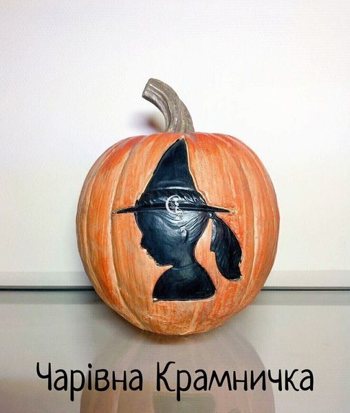 Керамічна гарбуз на Хелловін полістоун Відьмочка Halloween декор Відьма 008-026 фото