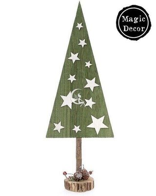 Новорічна ялинка дерев'яна з зірками натуральне дерево 016-077 фото