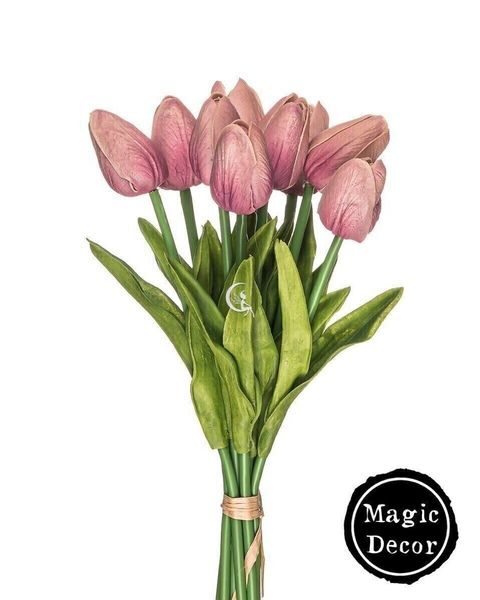 Декоративний букет штучних тюльпанів латекс рожевий 018-017 фото