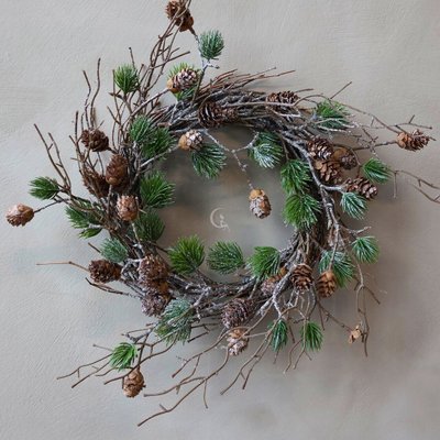 Декоративний натуральний вінок на Різдво кедр з шишками Данія Chic Antique 016-182 фото