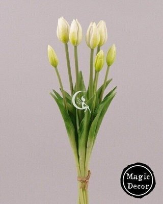 Букет штучних тюльпанів з твердого латексу білий 018-025 фото