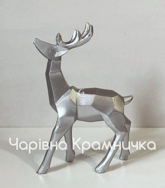 Різдвяна статуетка оленя геометрія сріблястий 016-021 фото