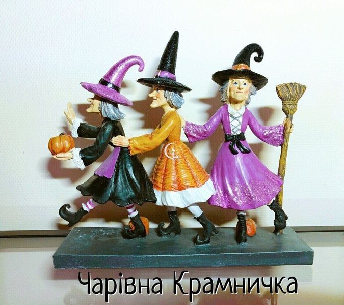 Шикарна статуетка на Хеллоуїн 3 відьмочки чаклунки декор прикраси Halloween 008-027 фото