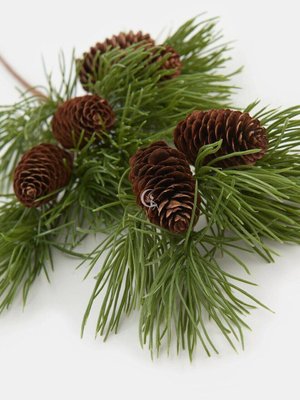 Новорічна декоративна гілка сосна з шишками штучний декор на Різдво 018-097 фото