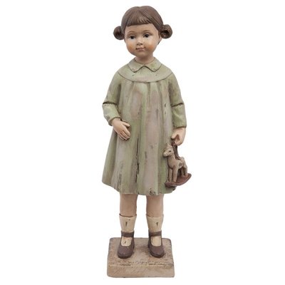 Декоративна статуетка дівчинка ретро фігурка дитина з коником вінтаж Нідерланди Clayre&Eef 006-039 фото