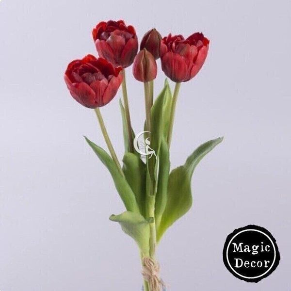 Букет тюльпанів латекс хвилястий червоний 018-030 фото