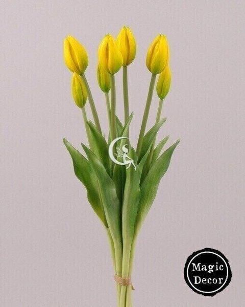 Букет штучних тюльпанів з твердого латексу жовтий 018-031 фото