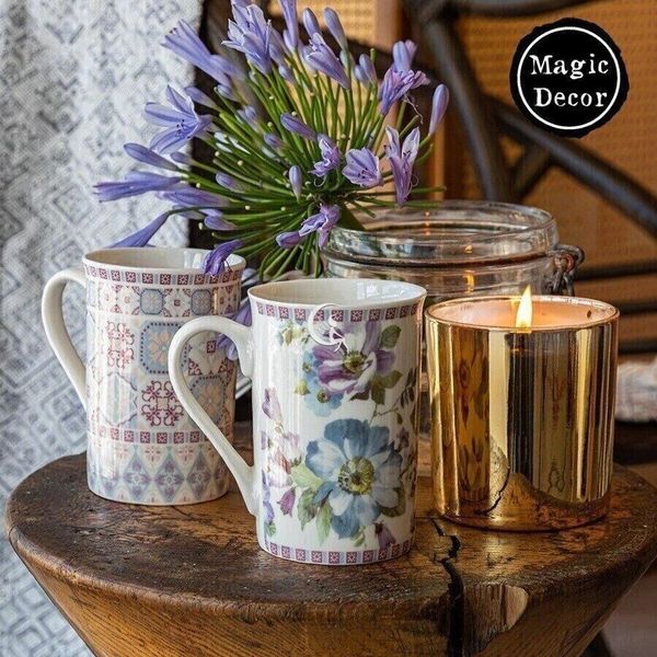 Весняні порцелянові чашки English Home набір 2 шт на Великдень Прованс Флора 007-055 фото