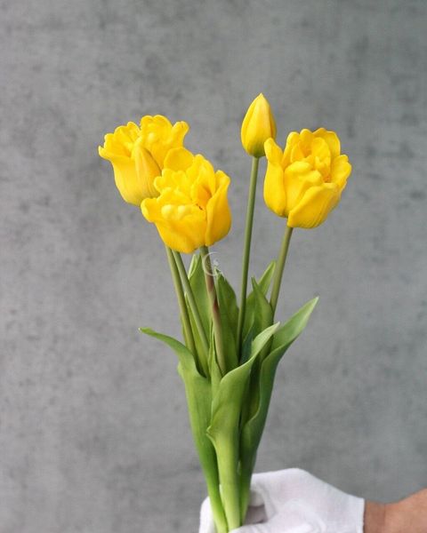 Весняний букет латексні декоративні папугові тюльпани жовті 018-109 фото
