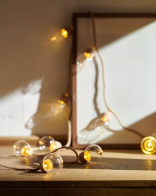 Світлодіодна дерев’яна гірлянда Прованс ретро лампочка на шнурі 003-064 фото