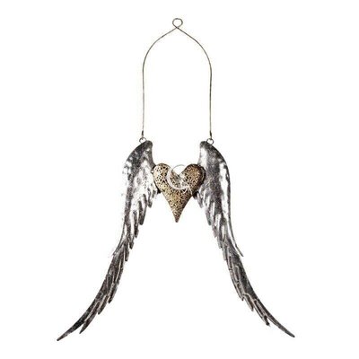 Металева підвіска серце декор крила панно 007-105 фото