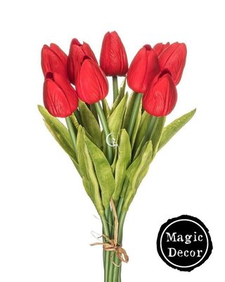 Декоративний букет штучних тюльпанів латекс червоний 018-042 фото