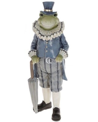 Декоративна фігурка жабка джентельмен з тростиною синій Нідерланди Clayre & Eef 011-112 фото