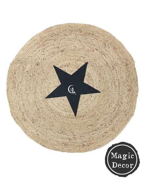 Натуральний джутовий плетений килим із зіркою круглий Данія Ib laursen 011-121 фото