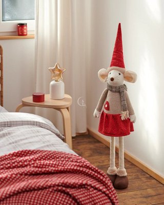 Різдвяна парна статуетка декор новорічна іграшка під ялинку мишка Дівчинка 016-197 фото