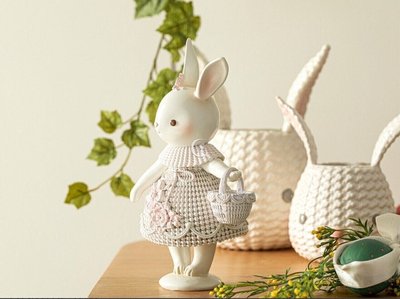 Великодня статуетка зайчик фігурка декор кролик з кошиком 011-204 фото