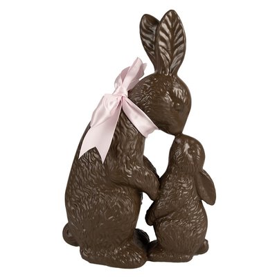 Декоративна Великодня статуетка шоколадний зайчик мама з дитинчам Нідерланди Clayre & Eef 011-228 фото