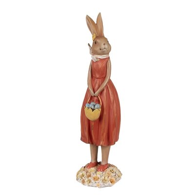 Великодня статуетка крольчиха фігурка зайчиха з кошиком з яйцями Нідерланди Clayre&Eef 011-231 фото