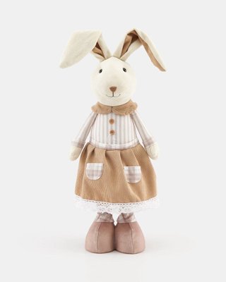 Великодня ростова фігура зайчик статуетка кролик на Пасху м’яка іграшка кролик Дівчинка бежева 011-216 фото