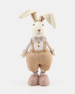 Великодня ростова фігура зайчик статуетка кролик на Пасху м’яка іграшка кролик Хлопчик бежевий 011-217 фото