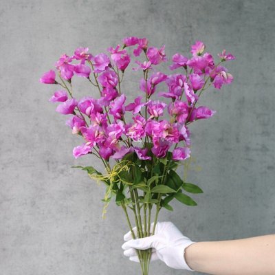 Штучна декоративна гілочка гороху з квітами фіолетова 018-096 фото