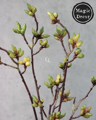 Декоративна весняна гілочка з бруньками зеленими листочками штучна 018-078 фото