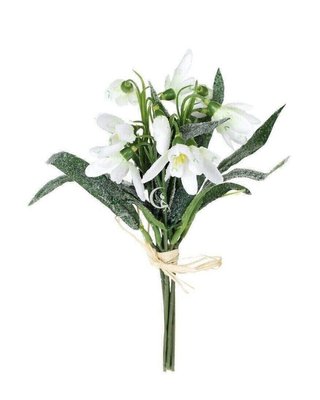 Штучний декоративний букет весняних квітів пролісків засніжений 018-085 фото