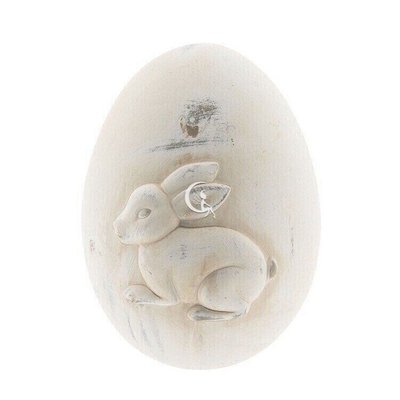 Великодній декор статуетка керамічне яйце велике з кроликом фігурка зайчик на Пасху Нідерланди Clayre &Eef 011-192 фото