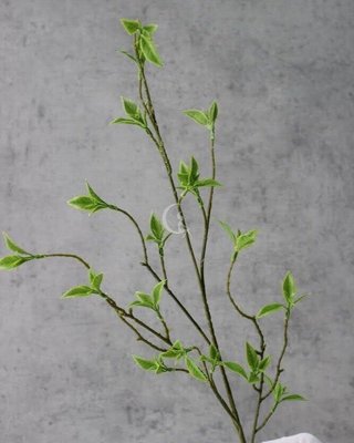 Декоративна штучна весняна гілочка з зеленню та бруньками 018-102 фото