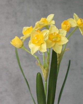 Декоративний букет штучна гілка весняних нарцисів лимонно-жовті 018-104 фото