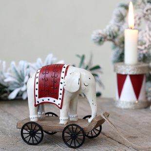 Статуетка у вінтажному стилі фігурка цирковий слон на колесах Данія Chic Antique 006-042 фото