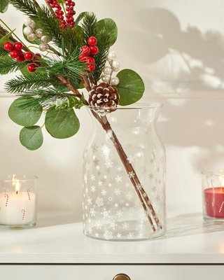 Різдвяна скляна ваза сніжинки новорічний декор 016-192 фото