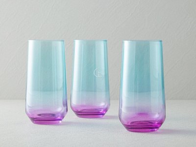 Набір скляних великодніх келихів градієнт рожево-блакитні високі 005-042 фото