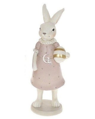 Великодня статуетка зайчик керамічна фігурка кролик Дівчинка 011-183 фото